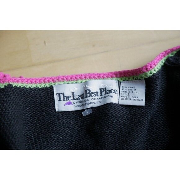Vintage The Last Best Place Crochet Granny Squares Detail Wool Cotton Cardigan S - Picture 9 of 9